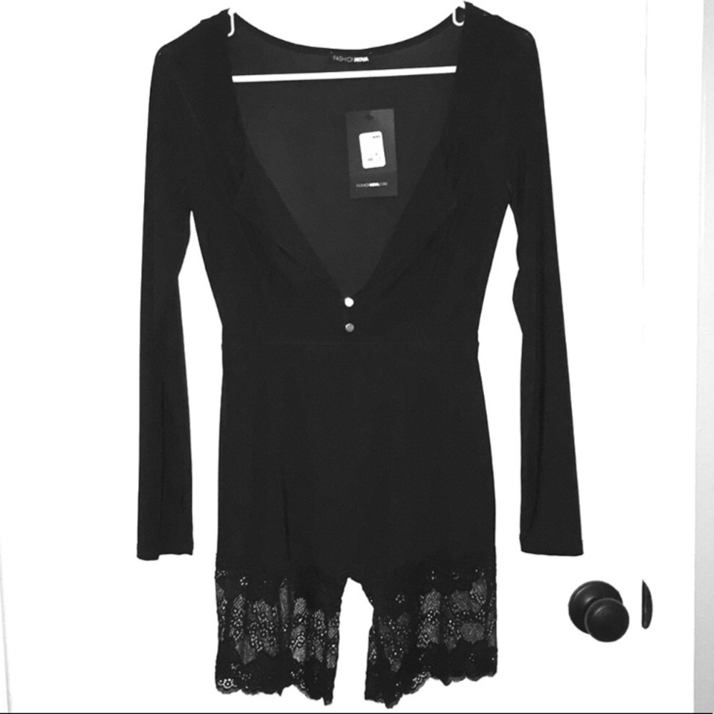 Fashion Nova Black Lace Romper